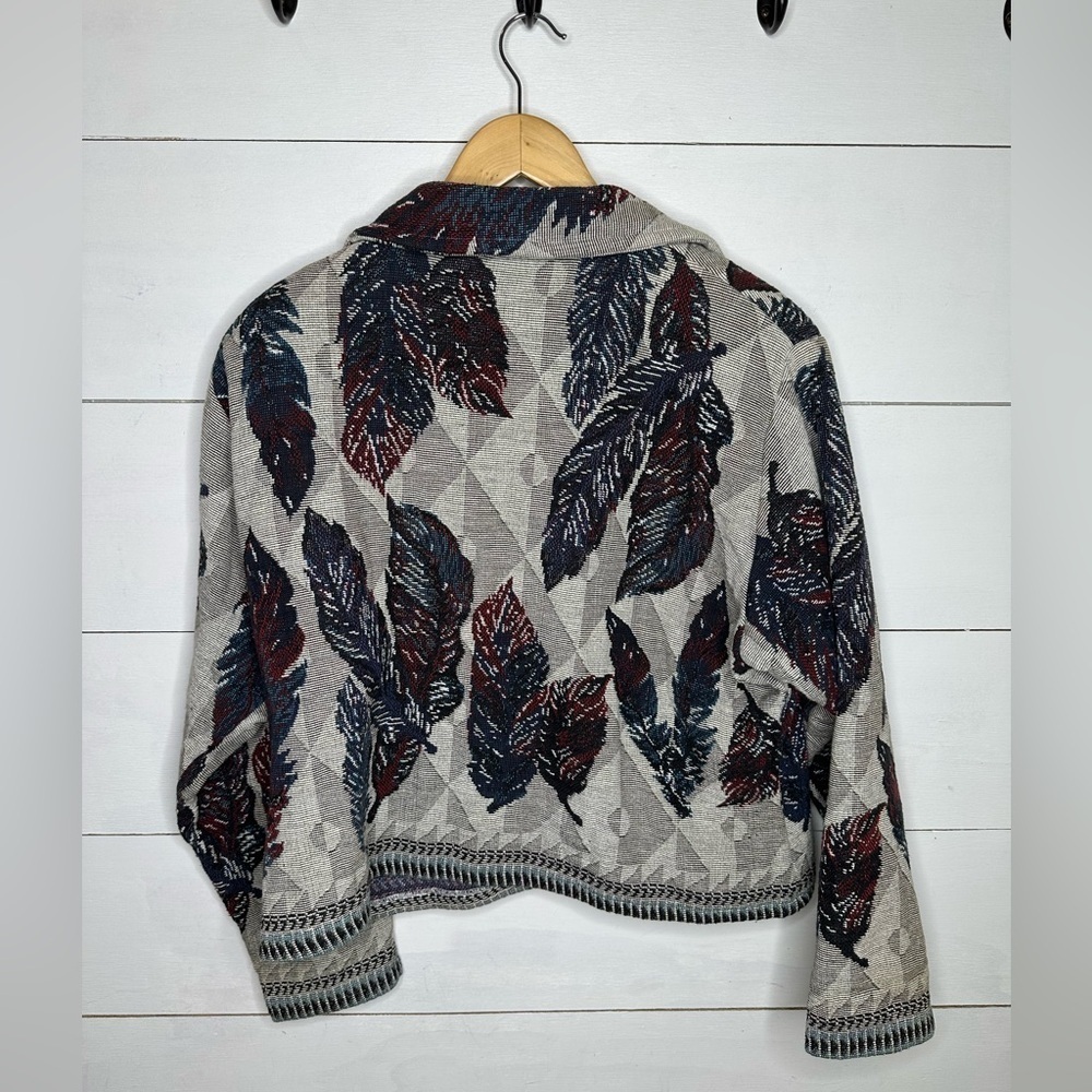 Southwest Canyon Womens 2X Tapestry Jacket Feather Print Western Boho Overshirt - Picture 7 of 7